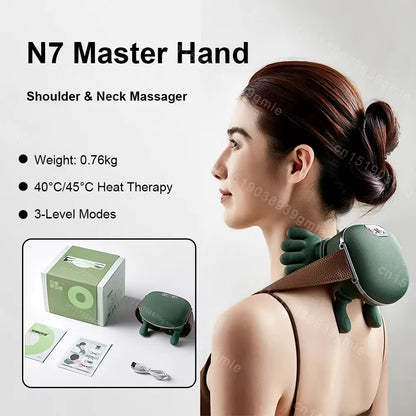 Massage Master for Shoulder, Shiatsu Back and Neck Massager for Neck, Lower Abdominal, Discomfort Relief Deep Tissue with 3-Speed Adjustment Gifts for Women, Men, Mom and Dad